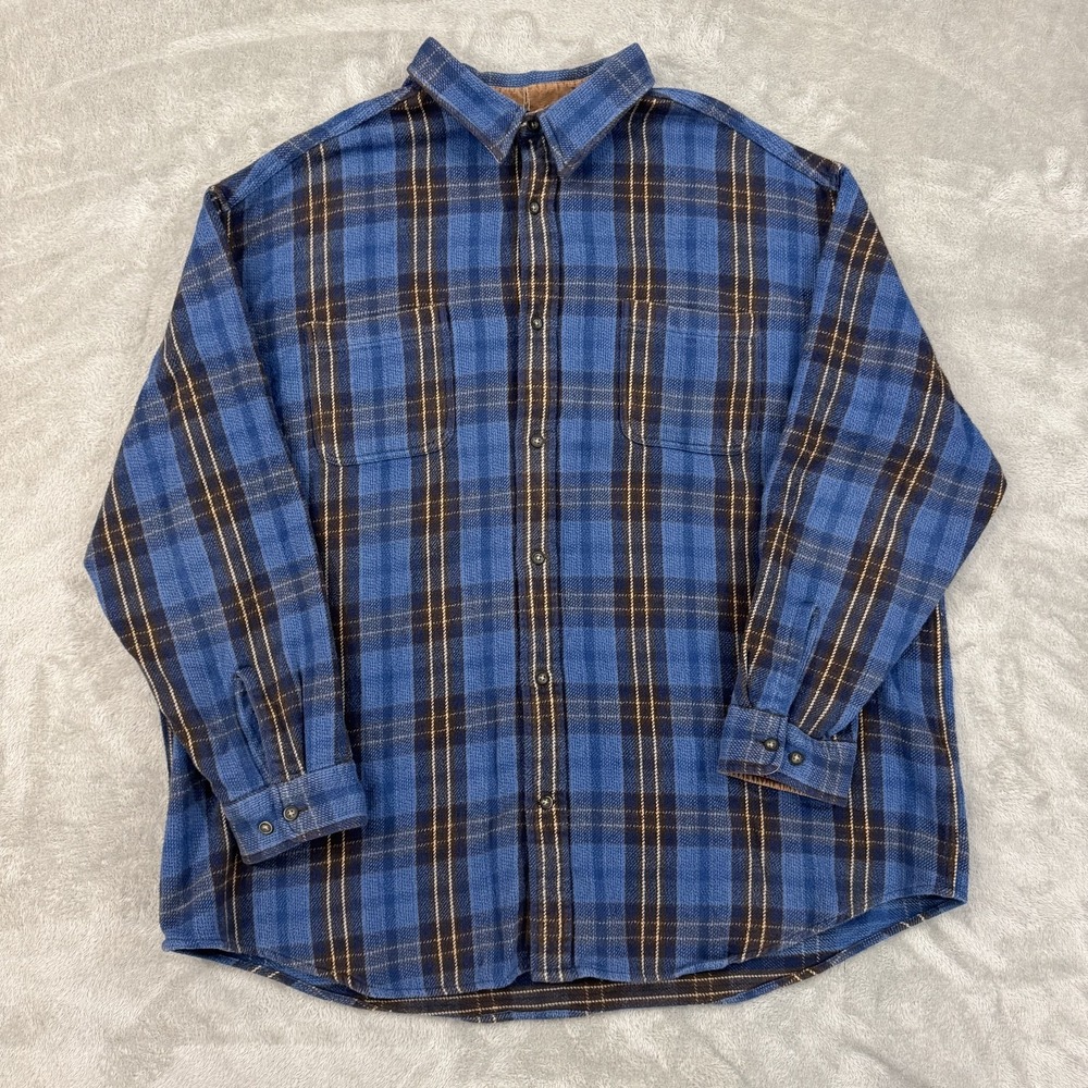 St Johns Bay Shirt Jacket Mens 3XL Blue Brawny Heavy Flannel Shacket Corduroy